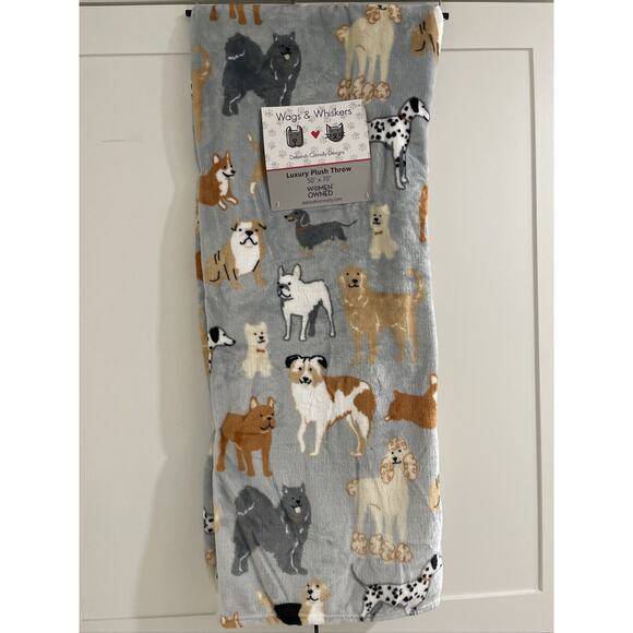 CUTE DOGS 50x70 Plush Throw Blanket Dalmatian Poodle Lab Dachshund Husky Bulldog - Picture 2 of 3